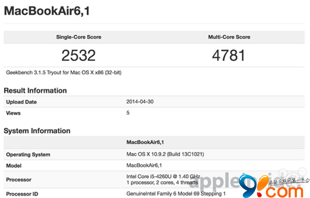 新款MacBook Air跑分出炉：性能小幅提升